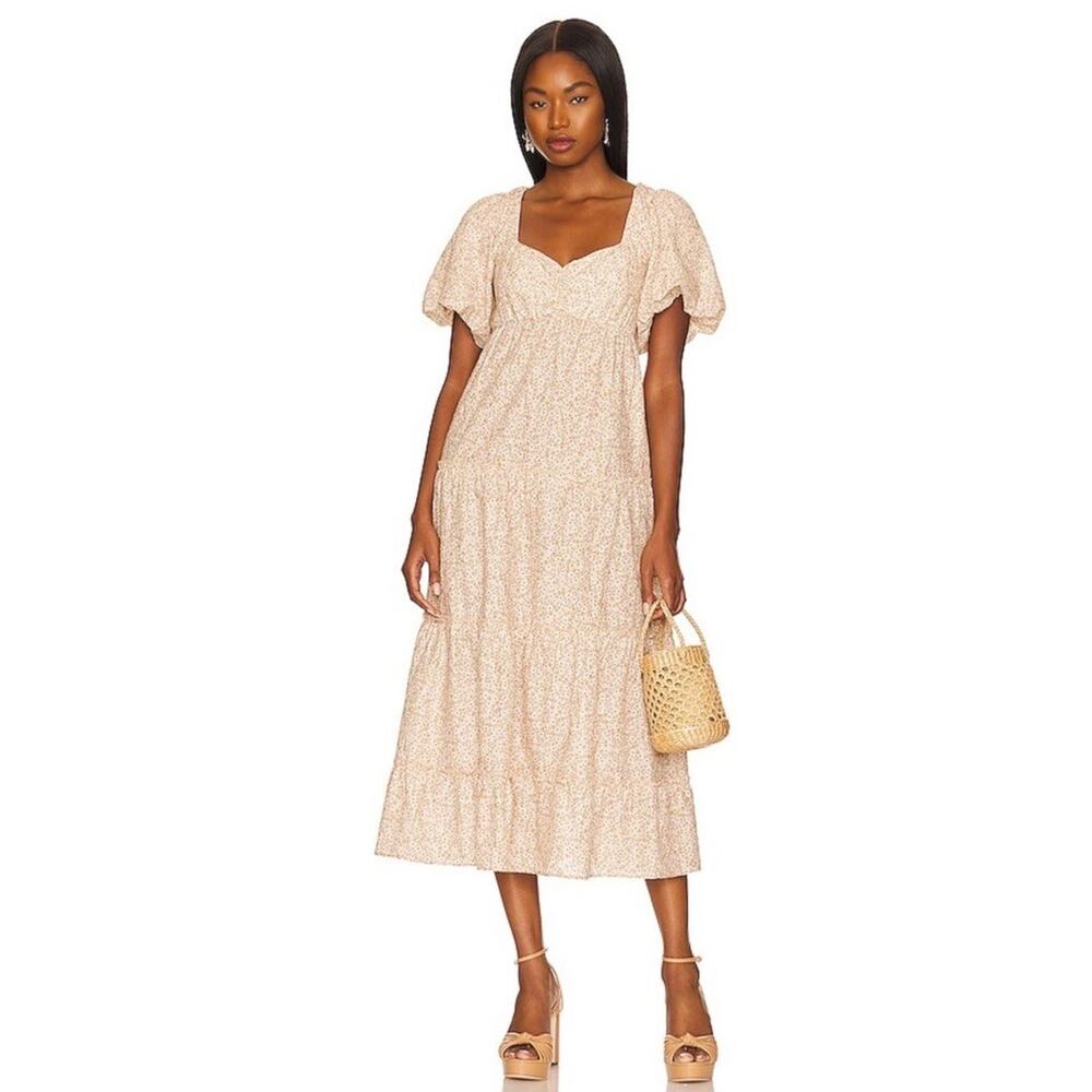 Show Me Your Mumu Odette Midi Dress Ditsy Floral Linen Blend Size S